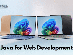 Developer coding a dynamic web application using Java technologies.