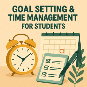 Online course on goal setting and time management for students, featuring strategies to set SMART goals, prioritize tasks, avoid procrastination, and create effective study schedules for academic success.