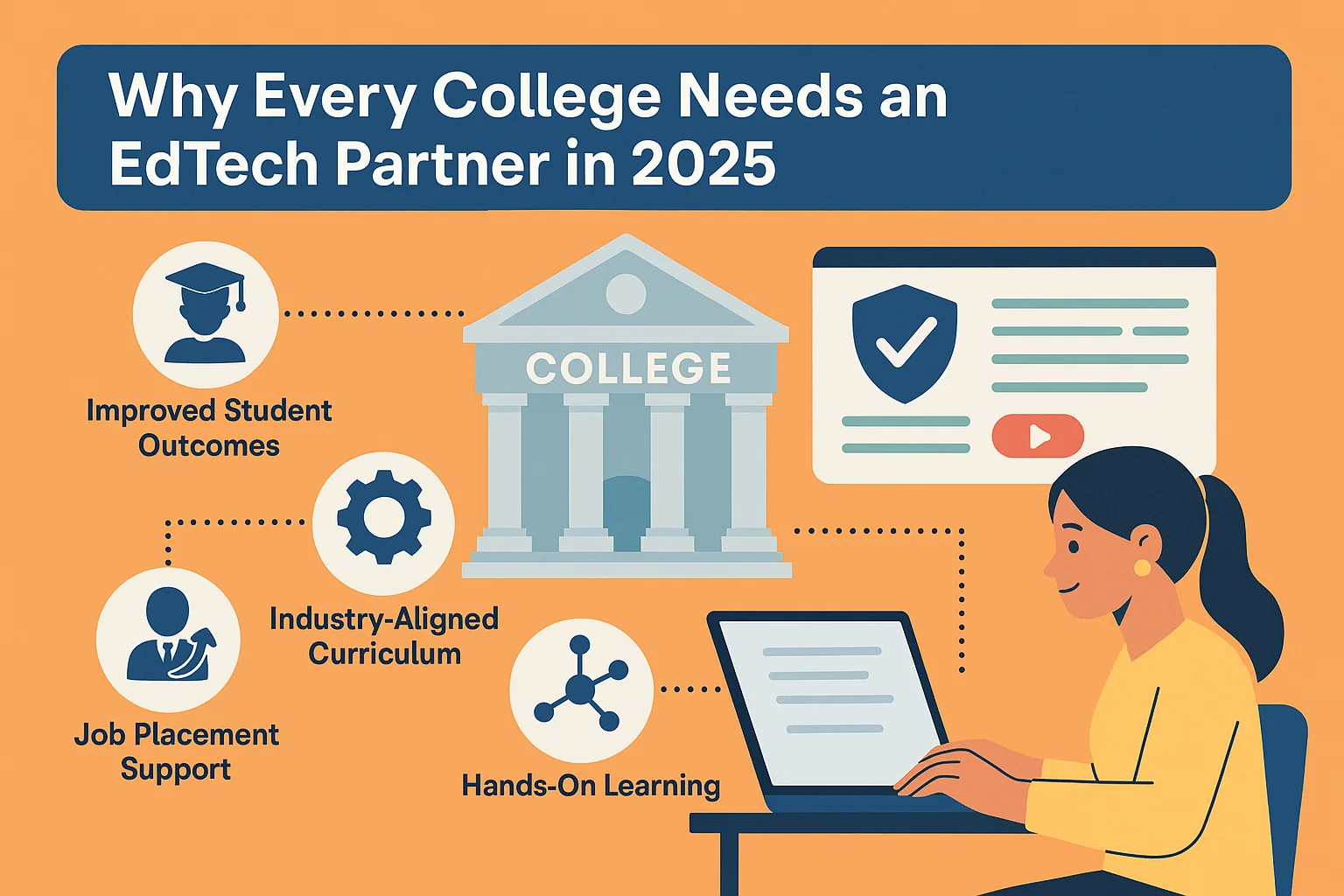 A visual representation of why Indian colleges need EdTech partnerships in 2025 to boost student outcomes, job readiness, and curriculum alignment.

