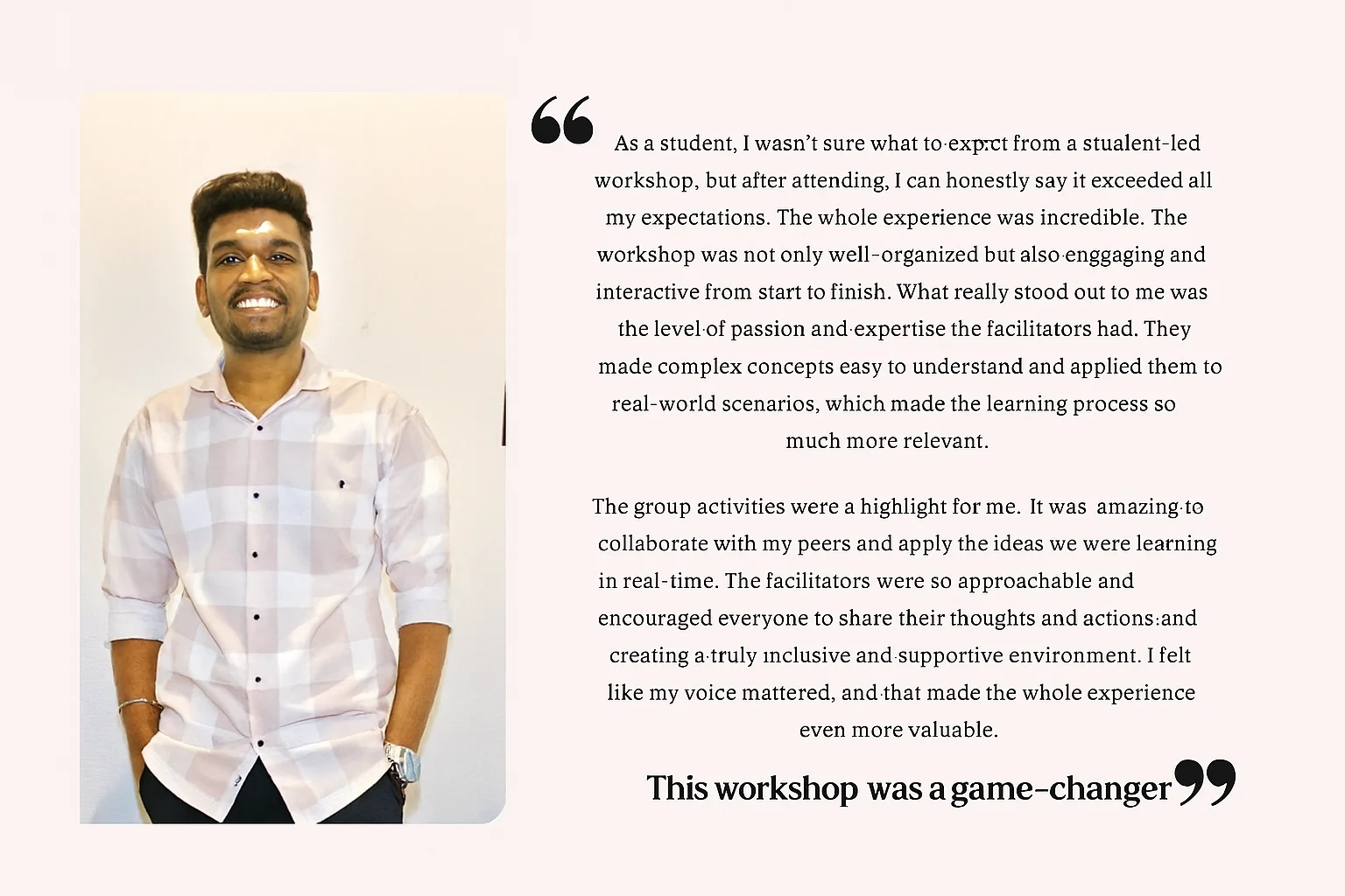 Testimonial from Ayush M