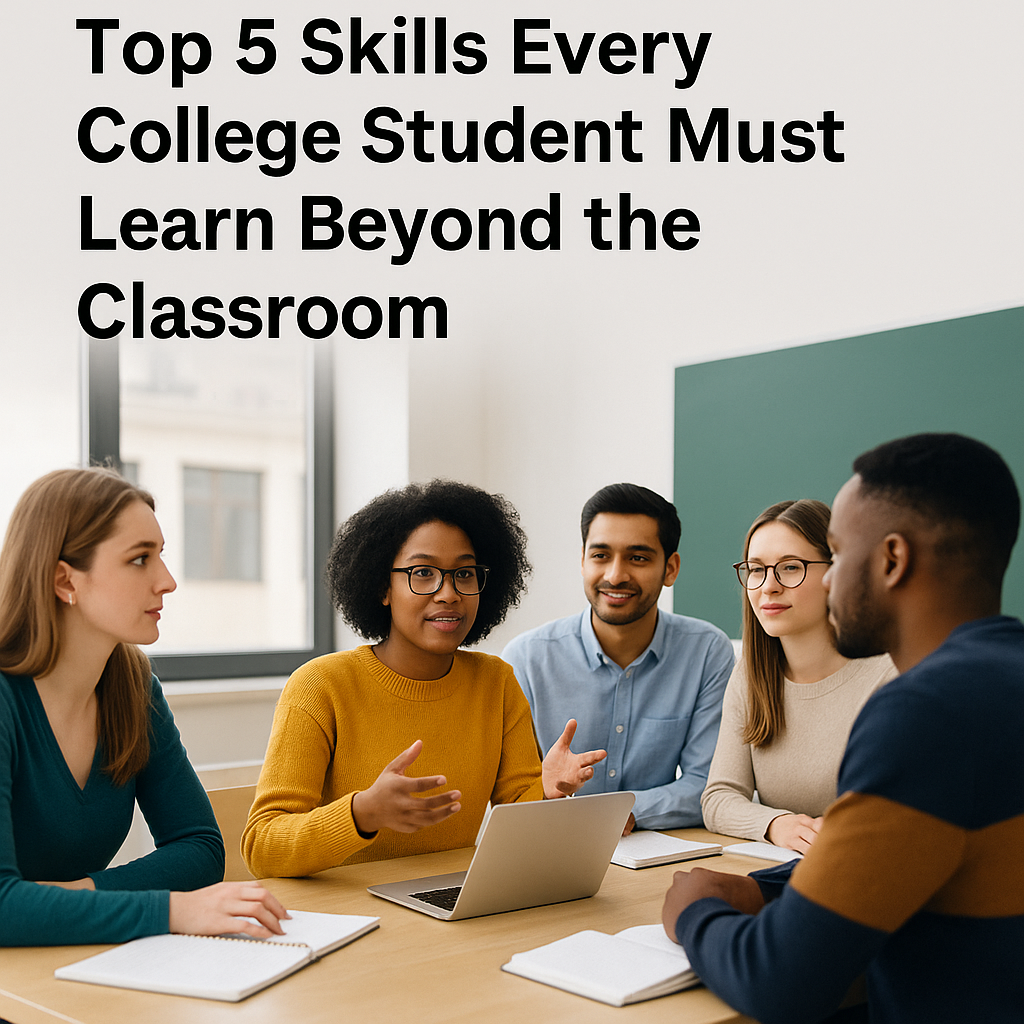 College students collaborating to learn essential skills beyond the classroom