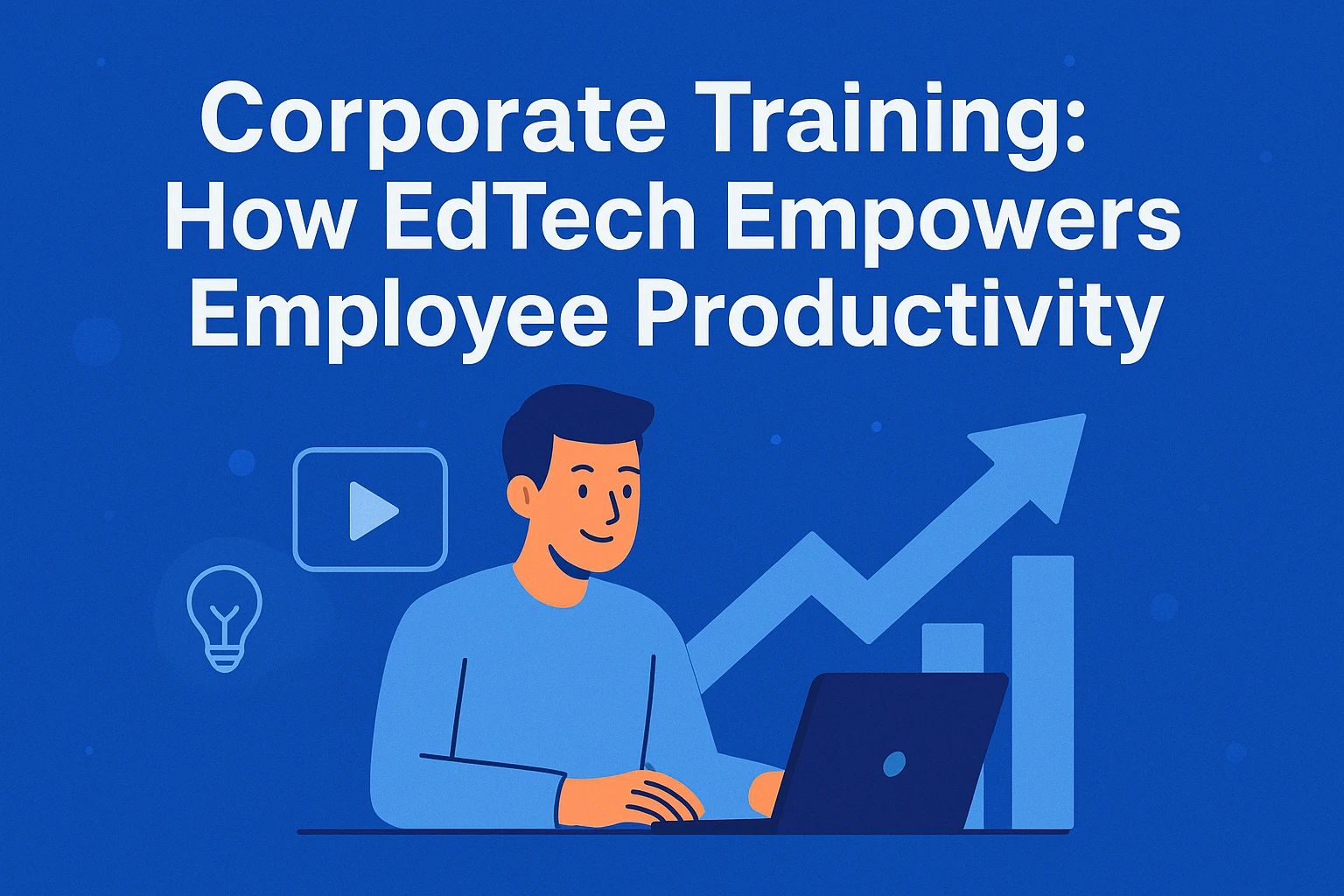 Illustration of corporate employees using EdTech tools for training and productivity improvement